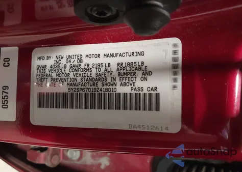 2009 Pontiac Vibe из США, поврежденный, VIN 5Y2SP67019Z418010